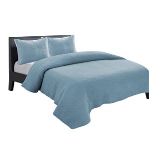 Gouchee Home Carson Blue Queen Quilt Set - 3-Piece
