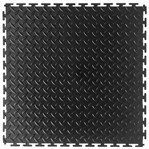 VersaTex 18-in x 18-in Black Diamond Plate Garage Floor Tiles Set - 8-Piece