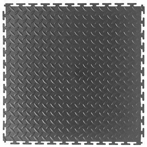 VersaTex 18-in x 18-in Grey Diamond Plate Garage Floor Tiles Set - 24-Piece
