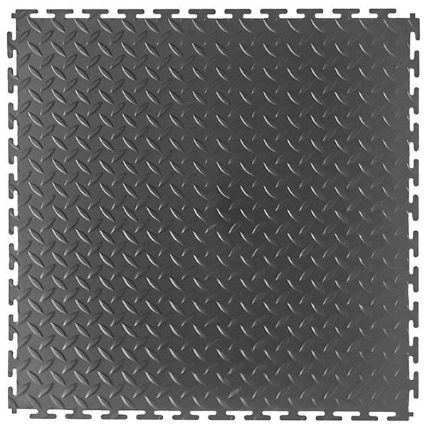 VersaTex 18-in x 18-in Grey Diamond Plate Garage Floor Tiles Set - 8-Piece