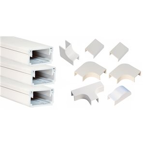 Ensemble de gestion de câbles Cord Conceal en plastique blanc de 1,2 po x 0,75 po, 9 pièces