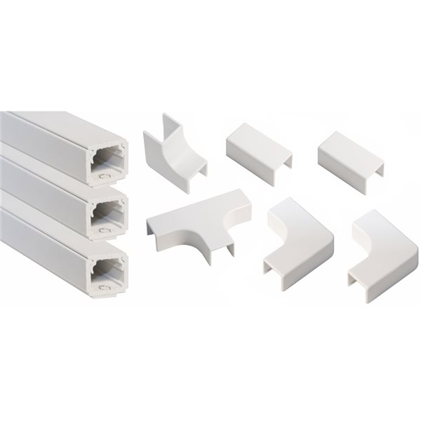 Cord Conceal 5/8-in x 1/2-in White Plastic Cord/Cable Organization Kit - 9-Piece
