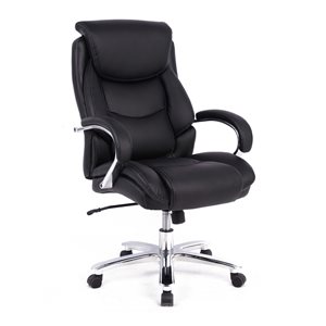 TygerClaw Black Faux-Leather Upholstered Swivel Office Chair with Adjustable Height
