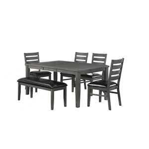 Ensemble de salle à manger Nashua par HomeTrend gris avec table rectangulaire, 6 pièces