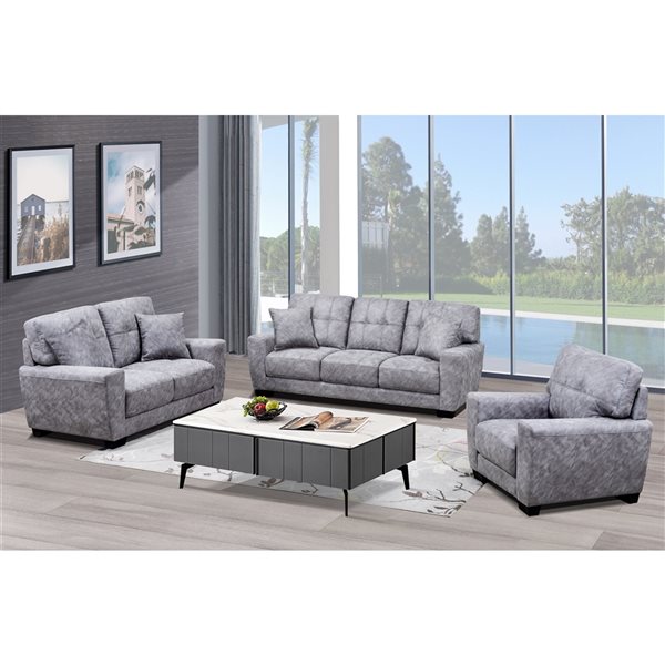 HomeTrend Misha Modern Light Grey Microfibre Sofa