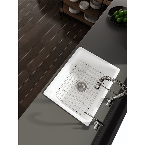 CASAINC Undermount 24-in x 18.5-in White Single Bowl Workstation Kitchen Sink