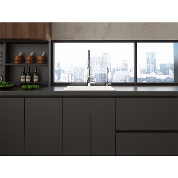 CASAINC Undermount 24-in x 18.5-in White Single Bowl Workstation Kitchen Sink