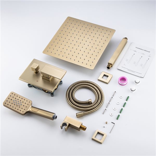 CASAINC Brushed Gold 9.5-l/min 10-in 2-Function Built-In Shower System