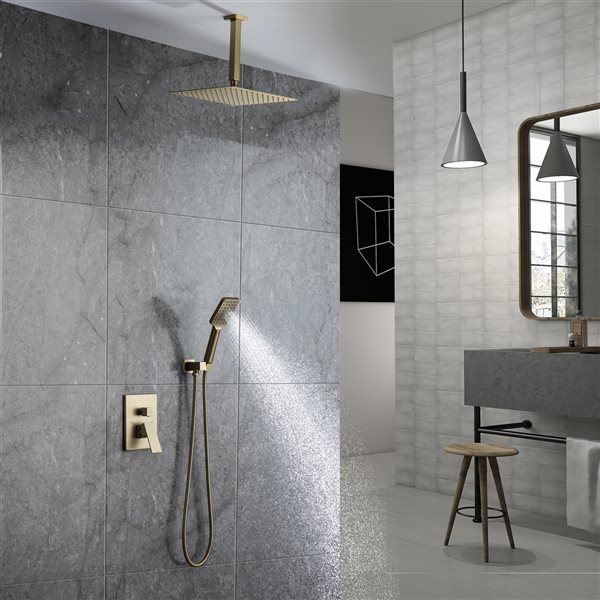 CASAINC Brushed Gold 9.5-l/min 10-in 2-Function Built-In Shower System