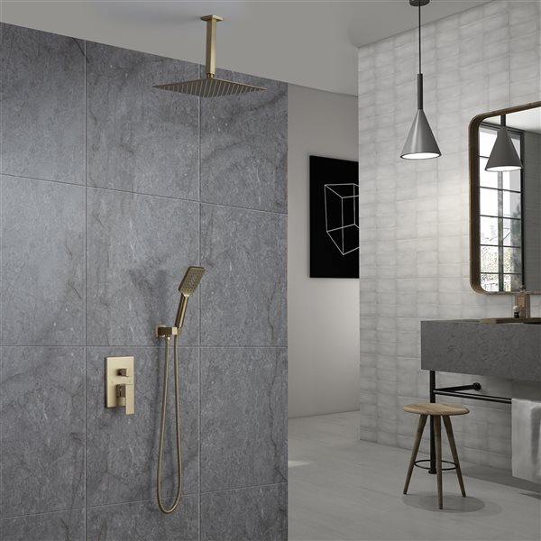 CASAINC Brushed Gold 9.5-l/min 10-in 2-Function Built-In Shower System