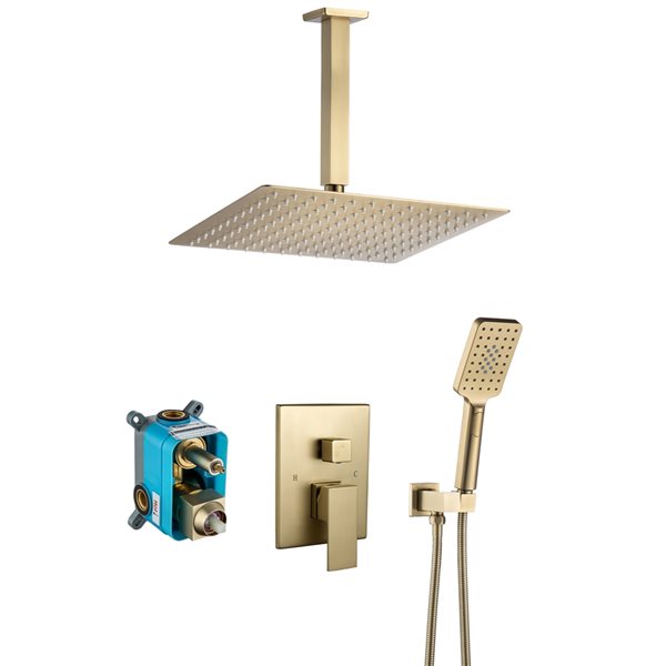 CASAINC Brushed Gold 9.5-l/min 10-in 2-Function Built-In Shower System