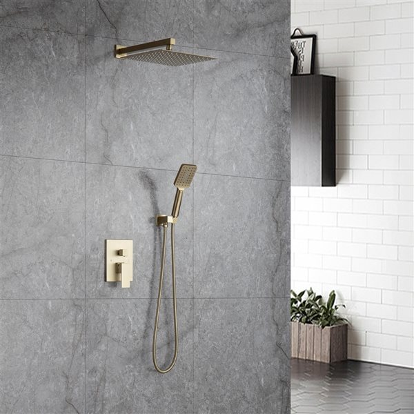 CASAINC Brushed Gold 9.5-l/min 2-Function Built-In Shower System