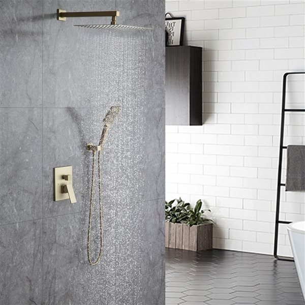 CASAINC Brushed Gold 9.5-l/min 2-Function Built-In Shower System