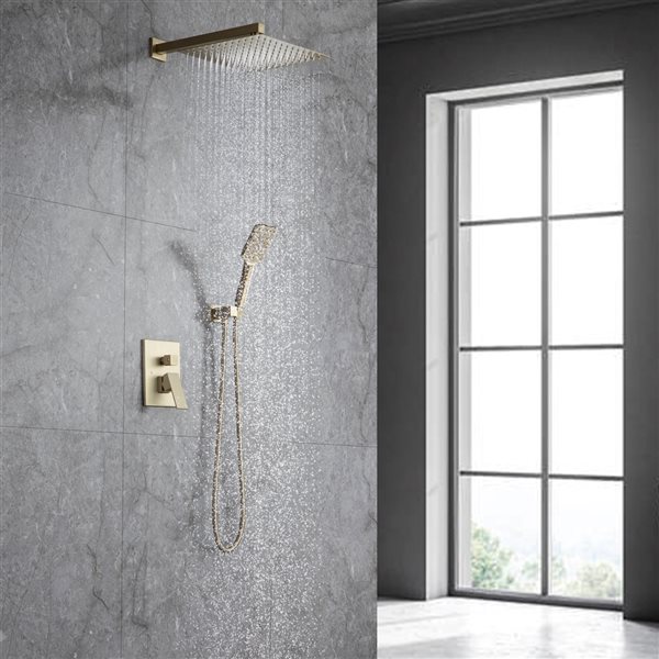 CASAINC Brushed Gold 9.5-l/min 2-Function Built-In Shower System