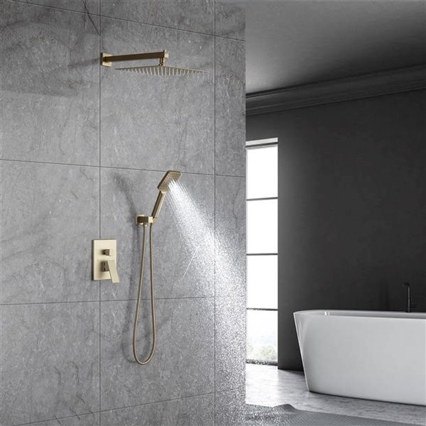 CASAINC Brushed Gold 9.5-l/min 2-Function Built-In Shower System