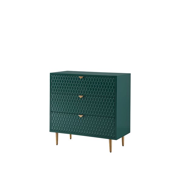 CASAINC Green 3-Drawer Hexagonal Pattern Accent Chest