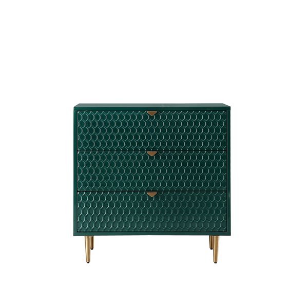 CASAINC Green 3-Drawer Hexagonal Pattern Accent Chest