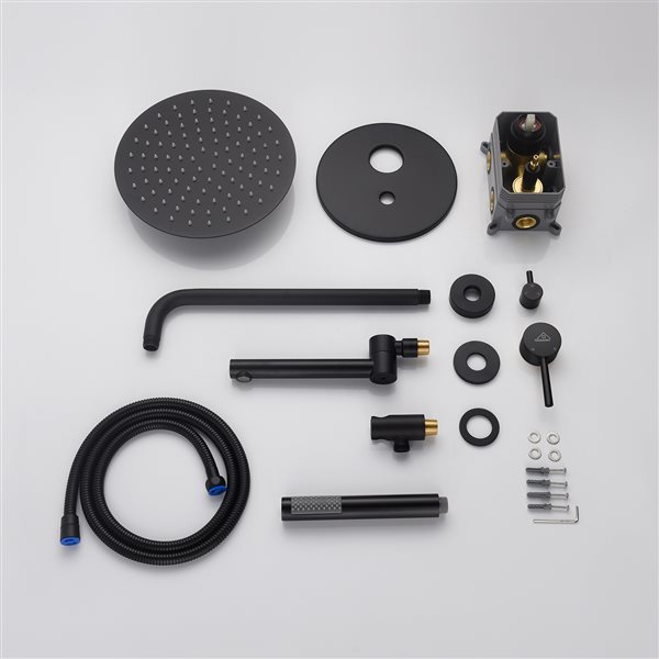 CASAINC Matte Black 3-Function 2-Spray Round Built-In Shower System