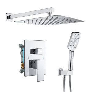 CASAINC 2-Function 9.5-l/min 12-in Brushed Nickel Built-In Shower System