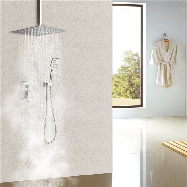 CASAINC 9.5-l/min 2-Function Brushed Nickel 12-in Built-In Shower System