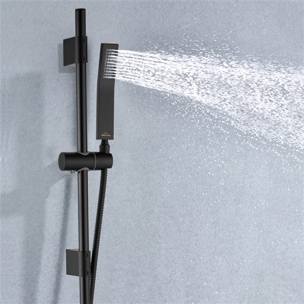 CASAINC Wall Mount 12-in Matte Black Built-In Shower System