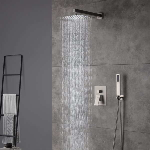 CASAINC Brushed Nickel 2-Function Wall Mount Built-In Shower System