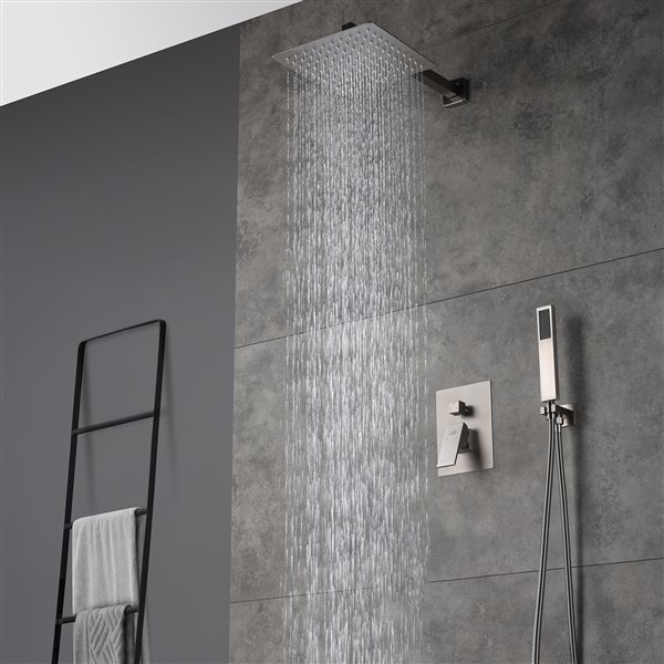 CASAINC Brushed Nickel 2-Function Wall Mount Built-In Shower System