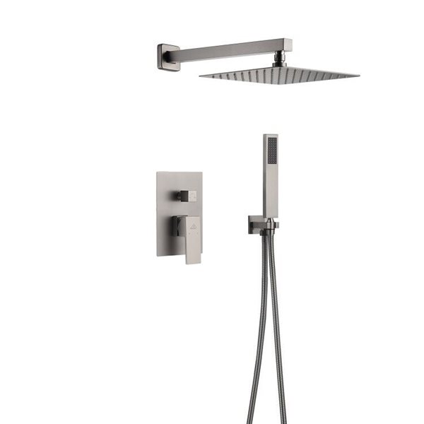 CASAINC Brushed Nickel 2-Function Wall Mount Built-In Shower System