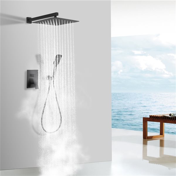 CASAINC Wall Mount Matte Black 10-in Built-In Shower System