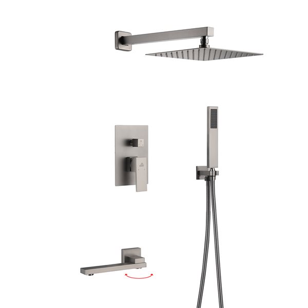 CASAINC Brushed Nickel 3-Function 10-in Wall Mount Built-In Shower System