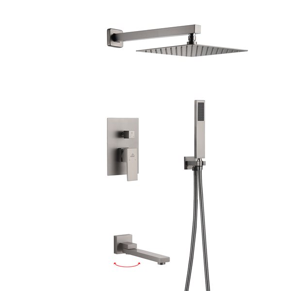CASAINC Brushed Nickel 3-Function 10-in Wall Mount Built-In Shower System