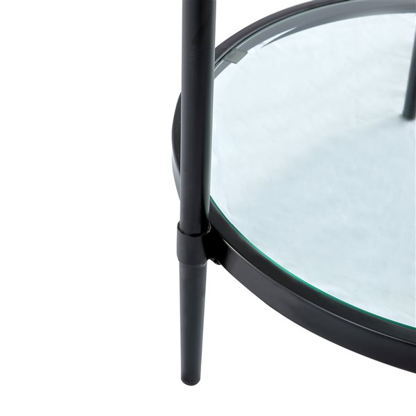 CASAINC Black Round Glass End Table