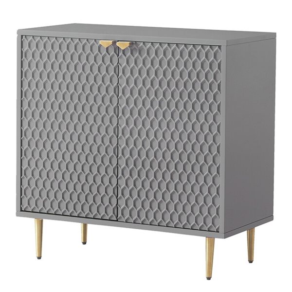 CASAINC Grey 2-Door Hexagonal Pattern Accent Cabinet W-1472B-GY | RONA