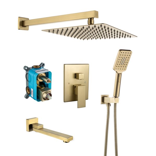 CASAINC Brushed Gold 9.5l/min 3Function BuiltIn Shower System DB