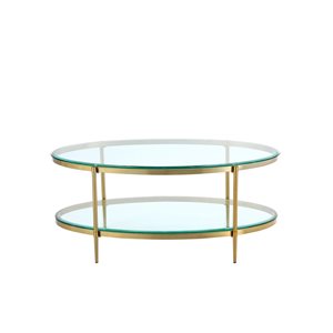CASAINC 2-Tier Oval Glass Coffee Table