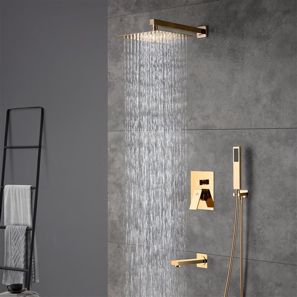 CASAINC Gold 9.84-in Wall Mount Built-In Shower System