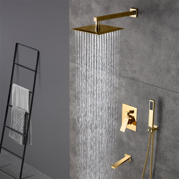 CASAINC Gold 9.84-in Wall Mount Built-In Shower System