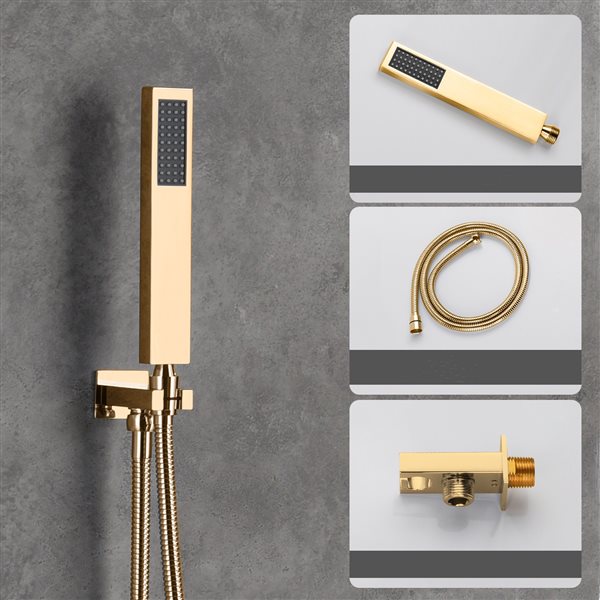 CASAINC Gold 9.84-in Wall Mount Built-In Shower System