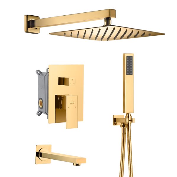 CASAINC Gold 9.84-in Wall Mount Built-In Shower System