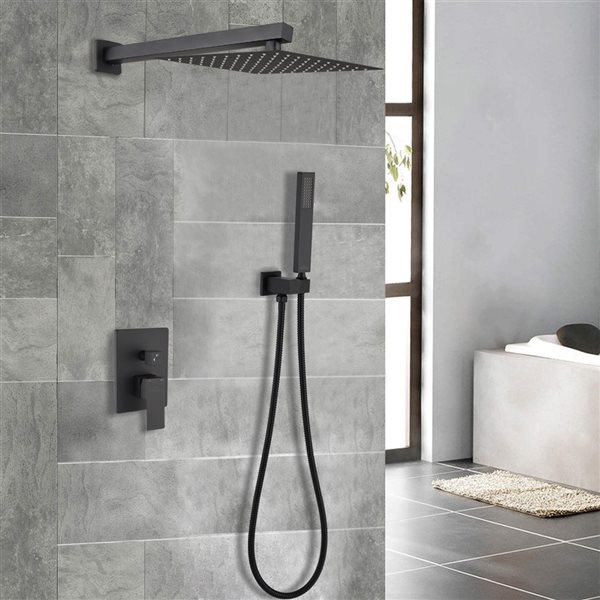 CASAINC 10-in Matte Black Wall Mount Built-In Shower System