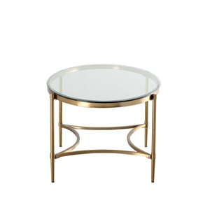 CASAINC Gold Round Glass Coffee Table