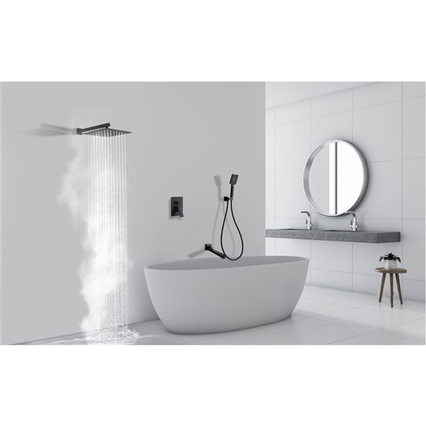 CASAINC 3-Function Matte Black 9.5-l/min 12-in Built-In Shower System
