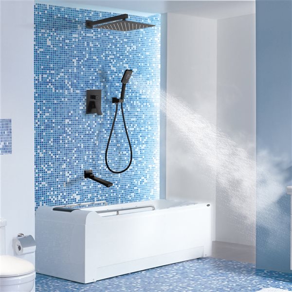 CASAINC 3-Function Matte Black 9.5-l/min 12-in Built-In Shower System