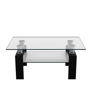 CASAINC Black Rectangle Glass Coffee Table