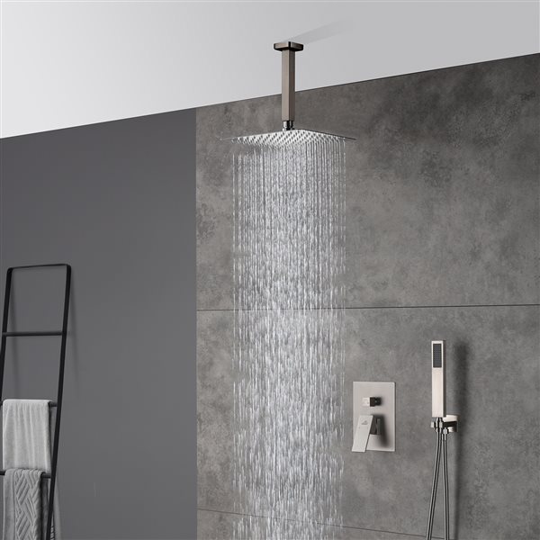 CASAINC Brushed Nickel 2-Function Ceiling Mount 10-in Built-In Shower System