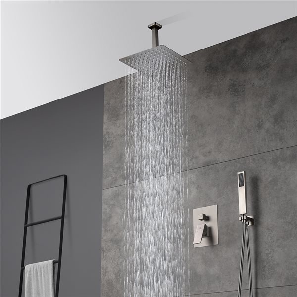 CASAINC Brushed Nickel 2-Function Ceiling Mount 10-in Built-In Shower System