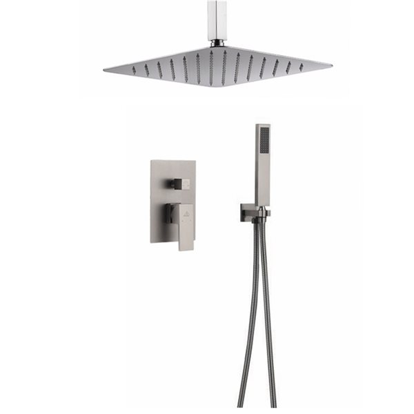 CASAINC Brushed Nickel 2-Function Ceiling Mount 10-in Built-In Shower System