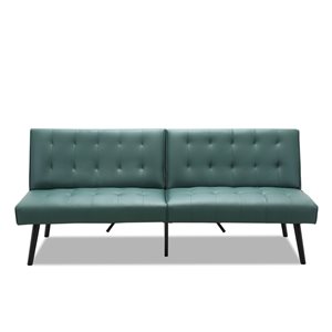 CASAINC Green Faux Leather Convertible Sofa Bed