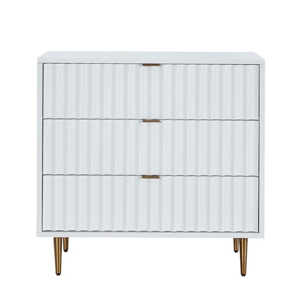 CASAINC White 3-Drawer Wavy Pattern Accent Chest CHD-1472W-WH | RONA