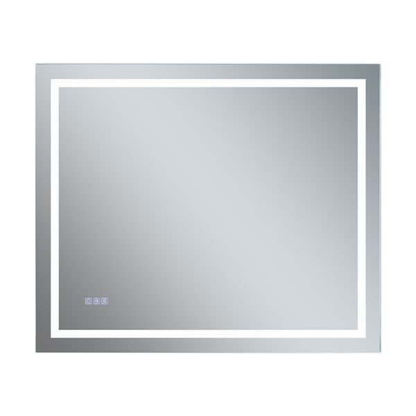 CASAINC 36-in Frameless Lighted LED Fog Free Glass Rectangular Bathroom ...